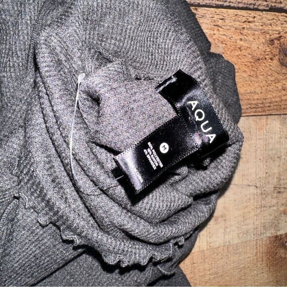 Aqua women’s gray turtleneck textured waves hem mini dress NWOT - Picture 6 of 11